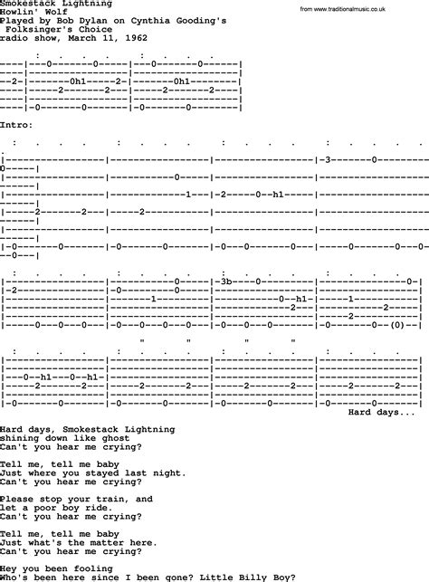 Bob Dylan song - Smokestack Lightning, lyrics and chords