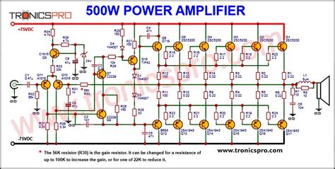 500W Power Amplifier Circuit using c5200 a1943 - TRONICSpro