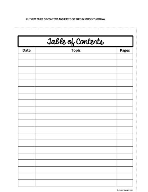 Table of Contents - Blank Template (FREE printable) | TpT