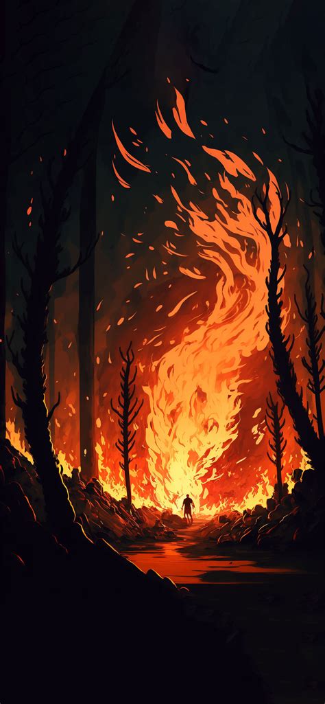 Forest Fire Painting