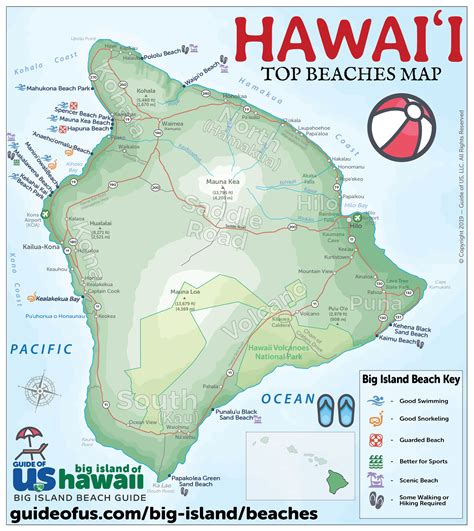 Kona Hawaii Beaches Map