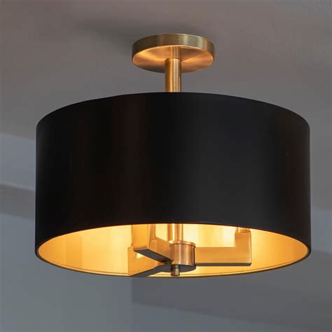 Black And Gold Semi Flush Mount Light - Merryheyn