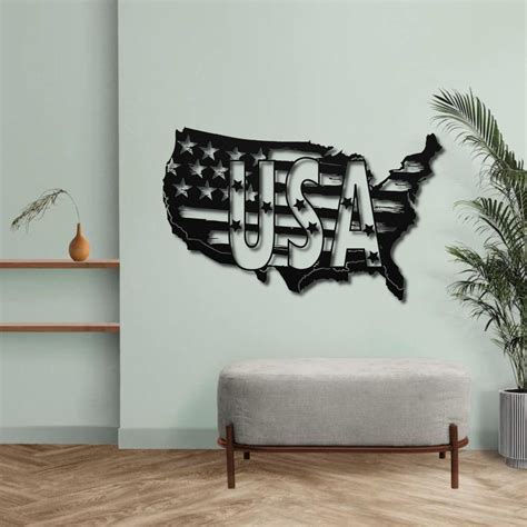 USA Map Metal Wall Art USA States Flag Metal Wall Decor - Etsy