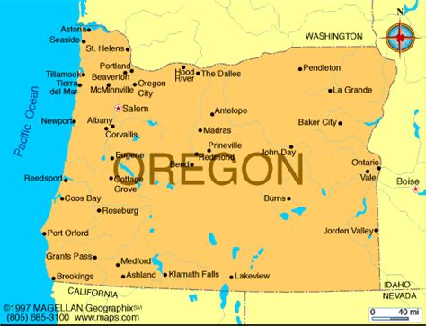 Oregon Map | Infoplease