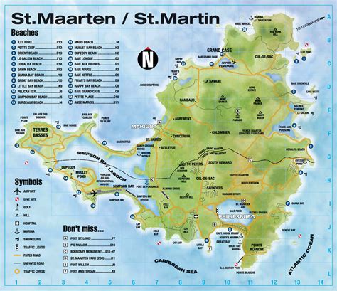 Large detailed road and physical map of St. Maarten. St. Maarten large ...