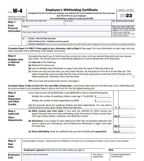 W4 Form 2023 Printable | Employee's Withholding Certificate