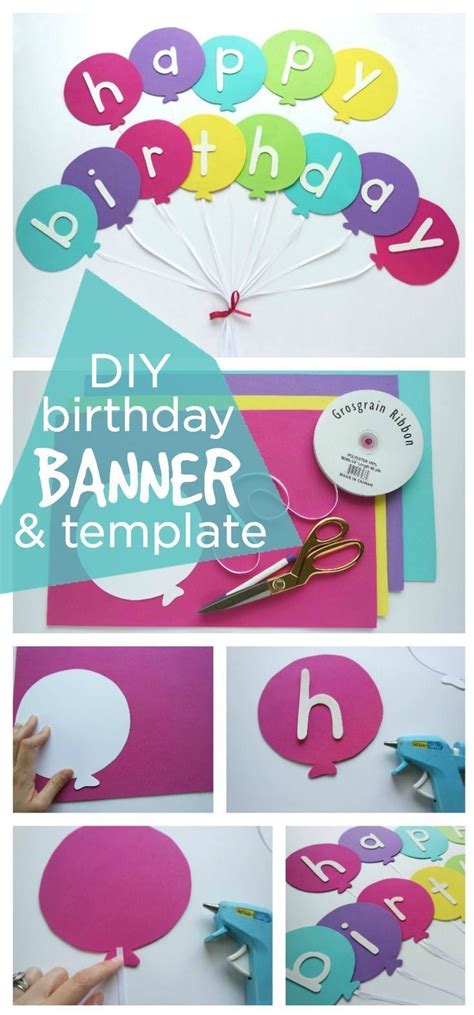 Diy Party Banner, Birthday Banner Template, Happy Birthday Balloon ...