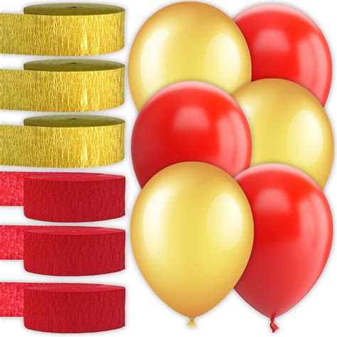 90 Balloons (12 Inch) + 6 Rolls Party Streamers (81 ft each) - Metallic ...