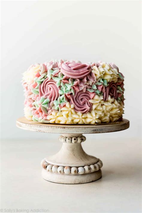 6 Inch Birthday Cake with Easy Buttercream Flowers - Sally's Baking ...