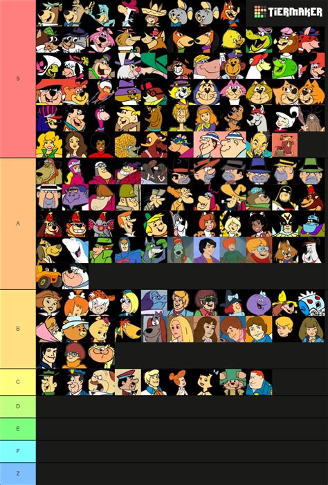 My Good Hanna-Barbera Cartoon Characters Tier List by DarkwingHomer on ...