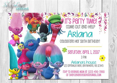 Colorful Trolls Birthday Invitation by ShayLanaeDesigns on Etsy Photo ...