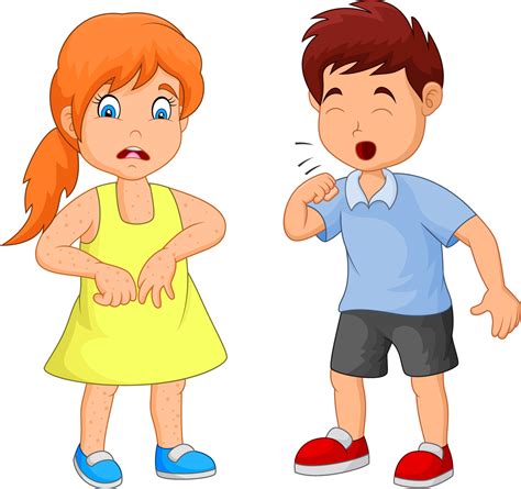 Cartoon little boy and girl coughing 12905713 Vector Art at Vecteezy