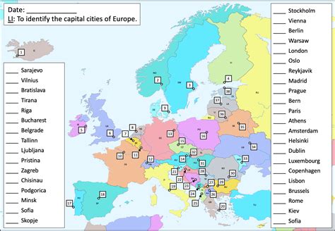 Countries and Capitals of Europe - Differentiated Map Activities - All ...