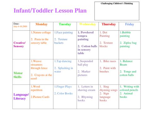 blank preschool lesson plan templates at allbusinesstemplatescom - free ...