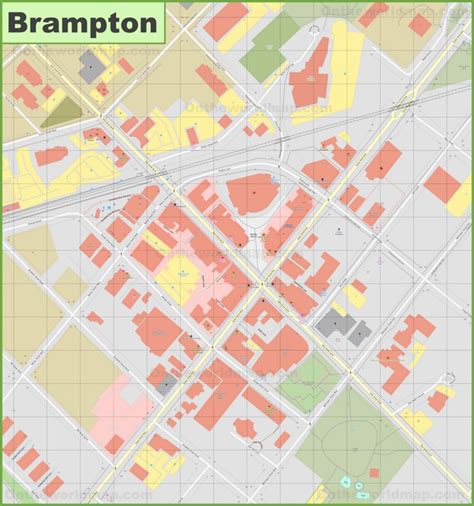 Brampton downtown map - Ontheworldmap.com