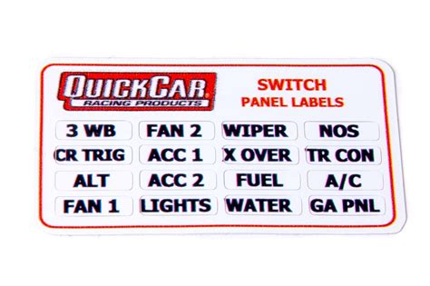 Switch Panel Stickers Small Ignition Panel | Quickcar Racing