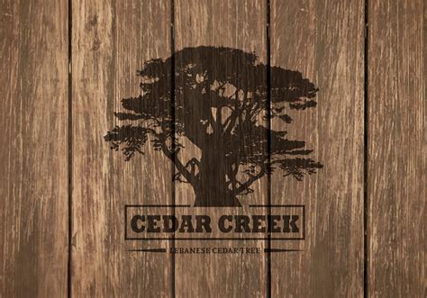 Cedar Tree Silhouette On Wooden Background - Download Free Vector Art ...