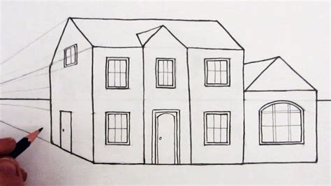 How to Draw a House in One-Point Perspective: Narrated | Simple house ...