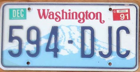 1991 Washington (no slogan) vg+ | Automobile License Plate Store ...