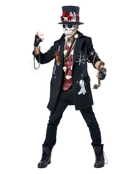 Mens Voodoo Witch Doctor Halloween Costume Spooky Scary Skeleton Mask ...