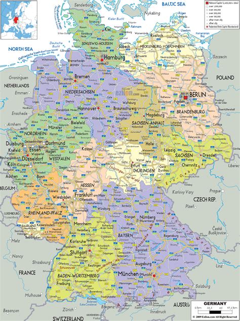 Political Map of Germany - Ezilon Maps