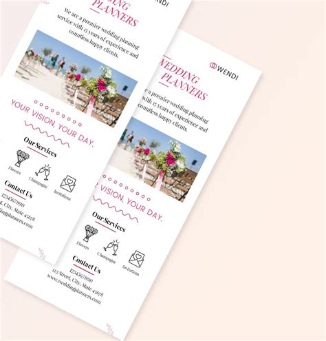 Wedding Planners Rack Card Template in Illustrator, Pages, Publisher ...