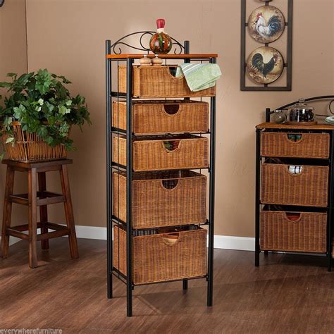 Black Bathroom Storage Drawers : Black Wicker Storage Chest 3 Basket ...