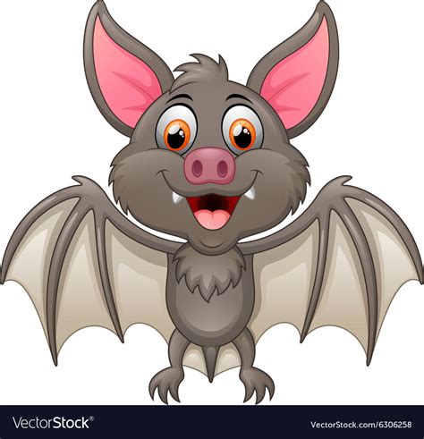 Happy vampire bat cartoon character flying Vector Image