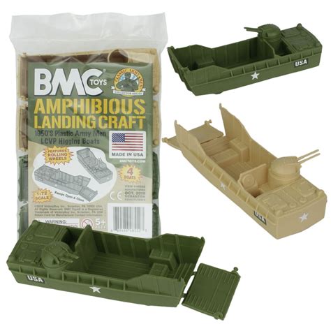 BMC Classic Marx Landing Craft - 4pc Tan vs. OD Green Plastic Army Men ...