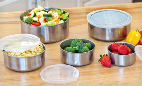 Five-Piece Stainless-Steel Bowl Set with Plastic Lids $5.99! - The ...