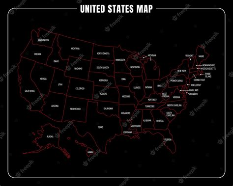 Premium Vector | United States Map with States Outline