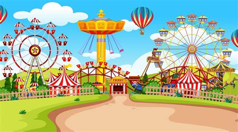 Empty fun fair amusement park 1343942 Vector Art at Vecteezy