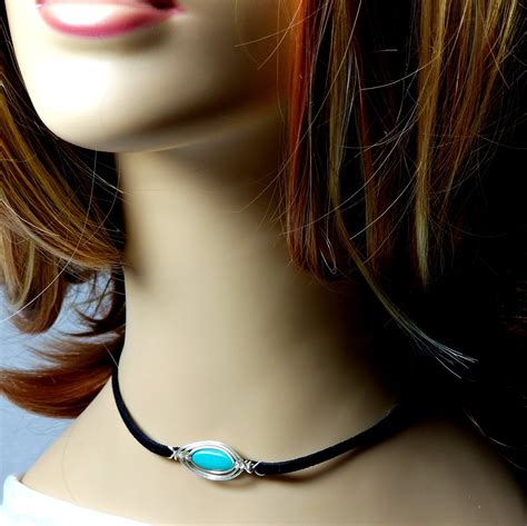 Turquoise Boho Choker Necklace, Southwestern Choker, Gypsy Jewelry, as ...