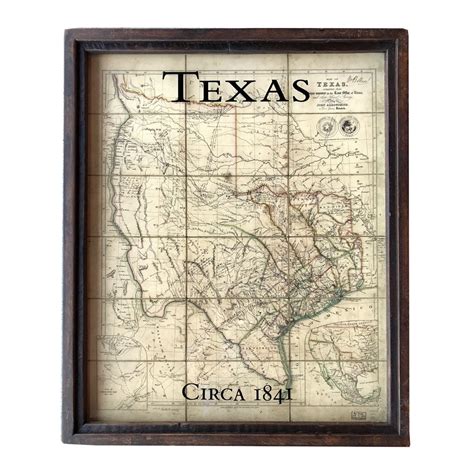 Vintage Texas map circa 1841 - framed old Texas map