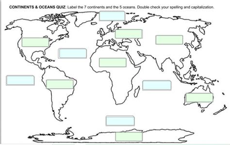 World Map Continents And Oceans Quiz