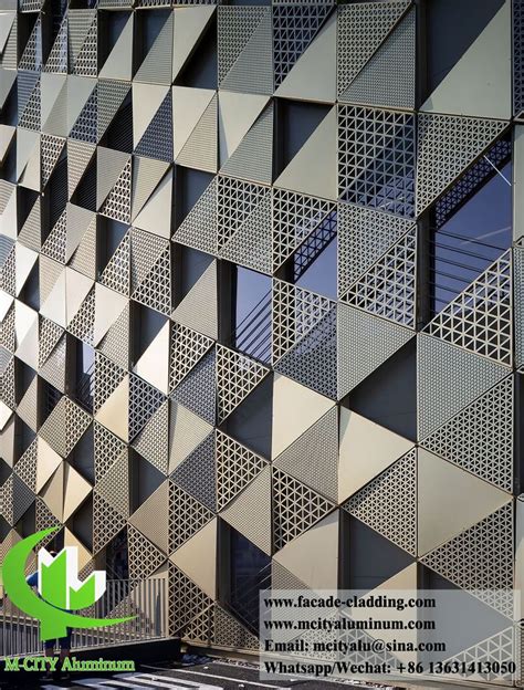 Perforated metal facades metal cladding or metal screen or triangle ...