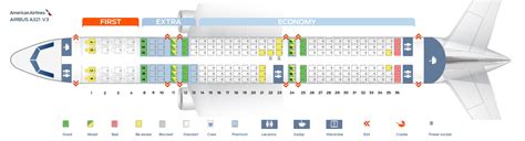 Seat map of the Airbus A321 American Airlines