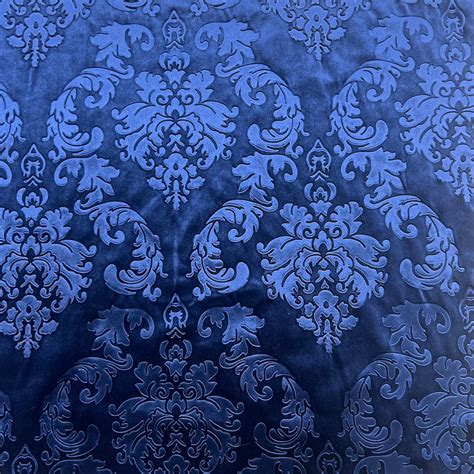 Royal Blue Damask Embossed Velvet Upholstery Drapery Fabric – Fashion ...