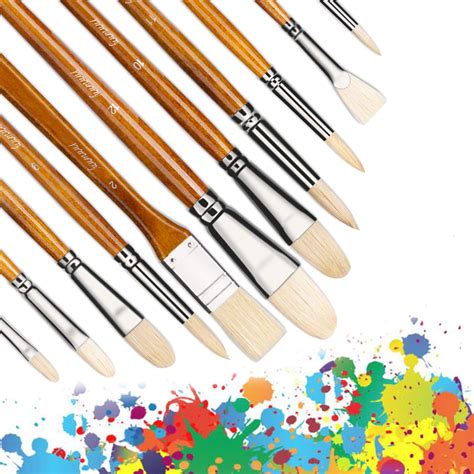 Pure Hog Bristles Brushes Artist Painting Set, 11 PCS Artist Painting ...