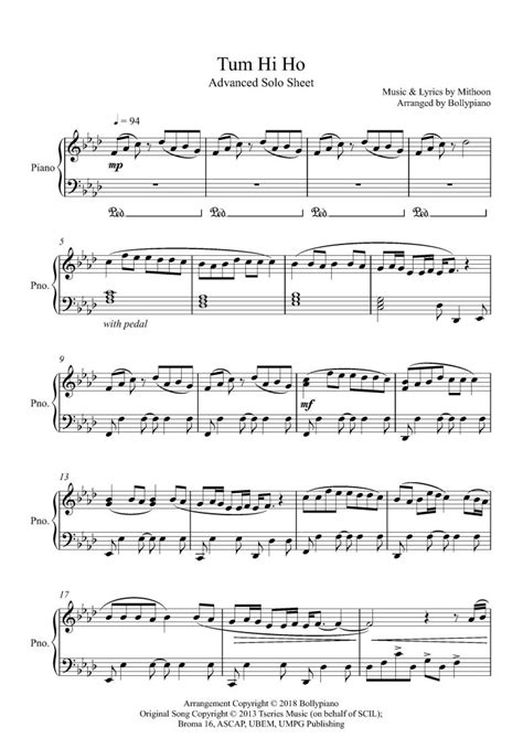 Tum Hi Ho Advanced Piano Notes | Mithoon | Piano Solo Sheet Music PDF