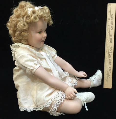 Shirley Temple Porcelain Doll Danbury Mint Green Eyes Sitting Down ...