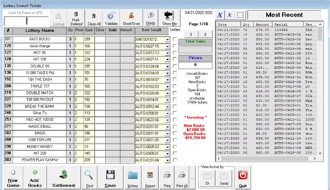 Lottery Inventory Spreadsheet ~ MS Excel Templates