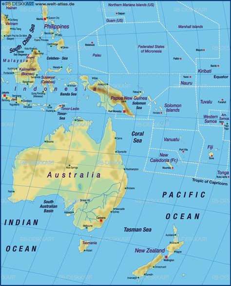 Map of Australia Pacific, map of the world physical (General Map ...