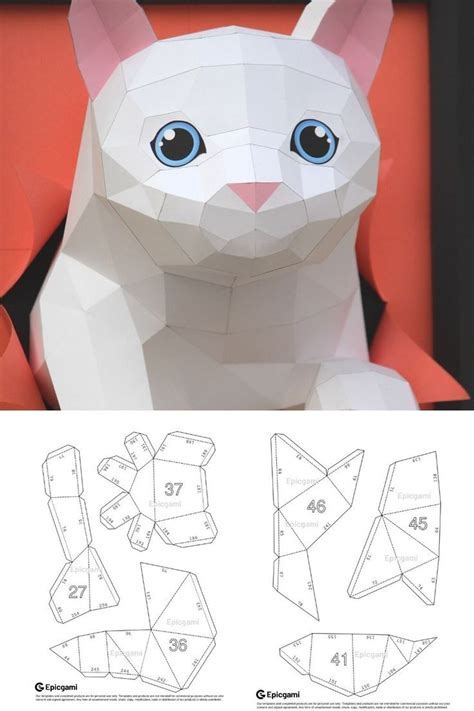 Cat Papercraft Diy Papercraft Cat Model Templateorigami | Images and ...