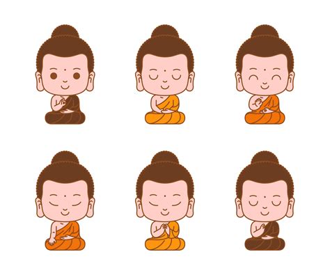 Little buddha cartoon character meditation outline 6520739 Vector Art ...