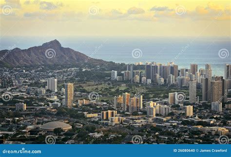 Diamond head and Honolulu stock photo. Image of diamond - 26080640