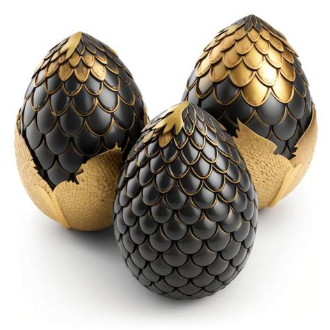 Premium Photo | Dragon egg isolated black and gold scaled fantasy eggs ...