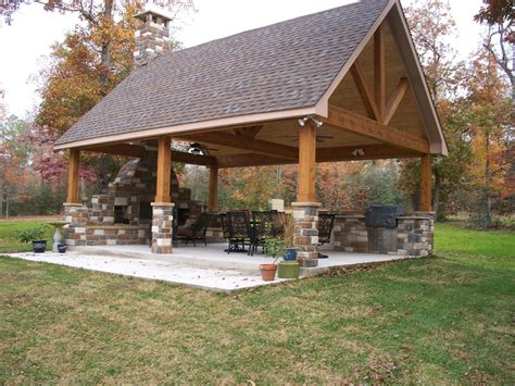 24 Simple Outdoor Pavilions Design with Fireplaces | Backyard pavilion ...