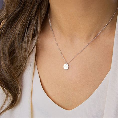 silver circle necklace simple silver necklace delicate