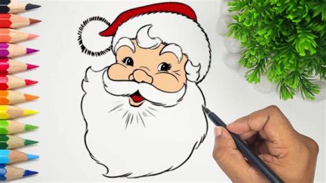 How to draw easy santa claus face step by step | kids christmas drawing ...